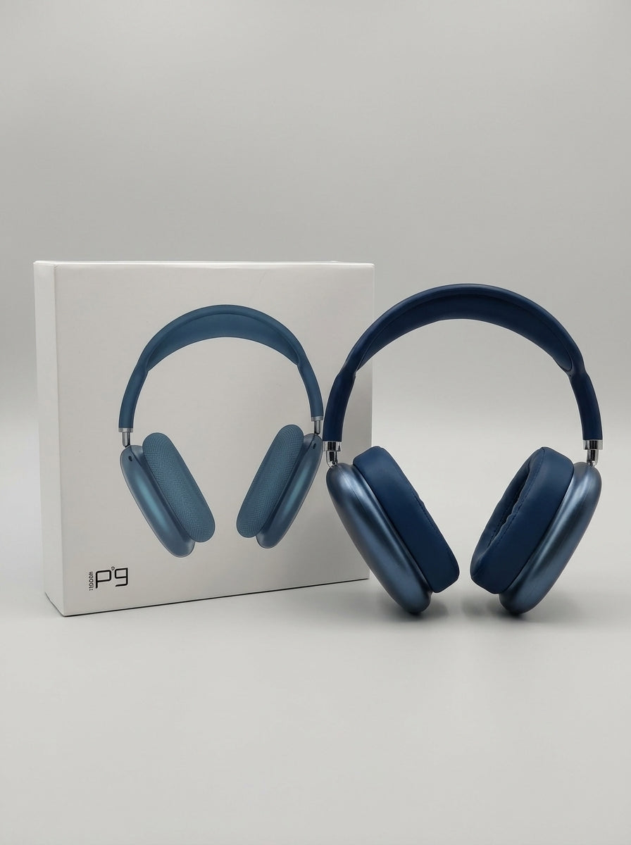 P9 Wireless Bluetooth Headphones – Over-Ear Stereo Headset with Mic (Blue)