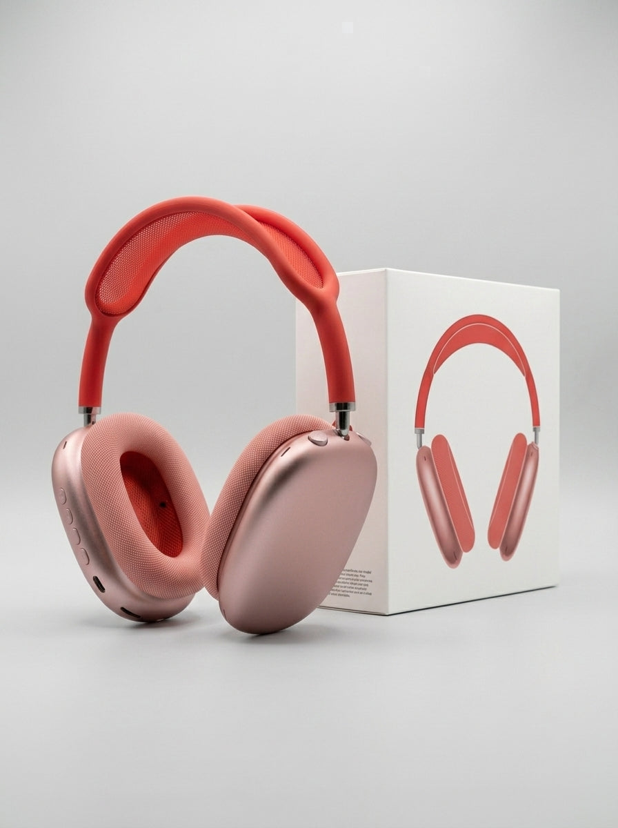 P9 Wireless Bluetooth Headphones – Over-Ear Stereo Headset with Mic (Red)