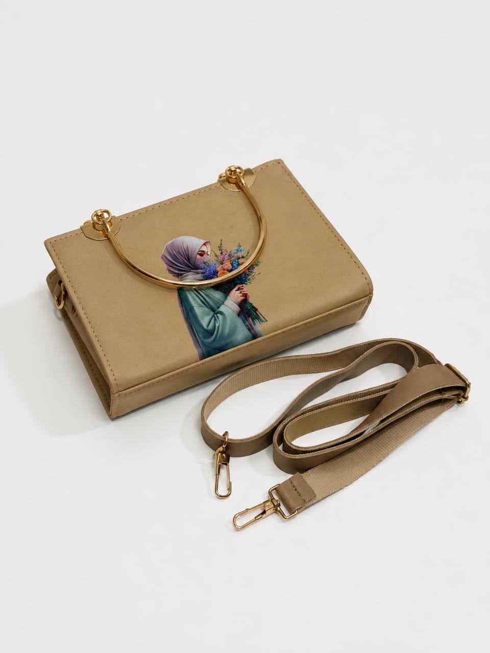 Women's Iphone Print Handbag |Trendy everyday fashion-Beige 