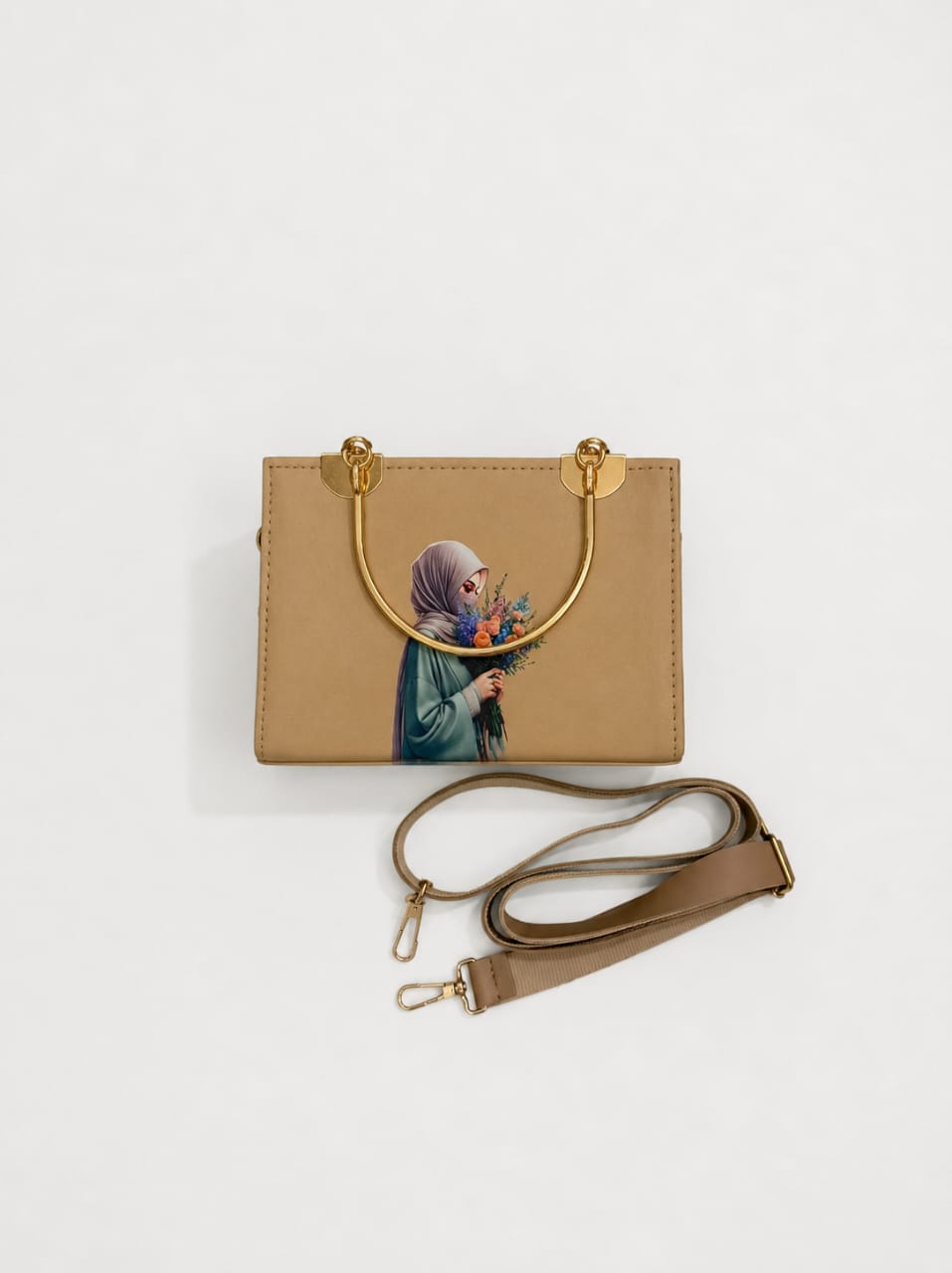 Women's Iphone Print Handbag |Trendy everyday fashion-Beige 