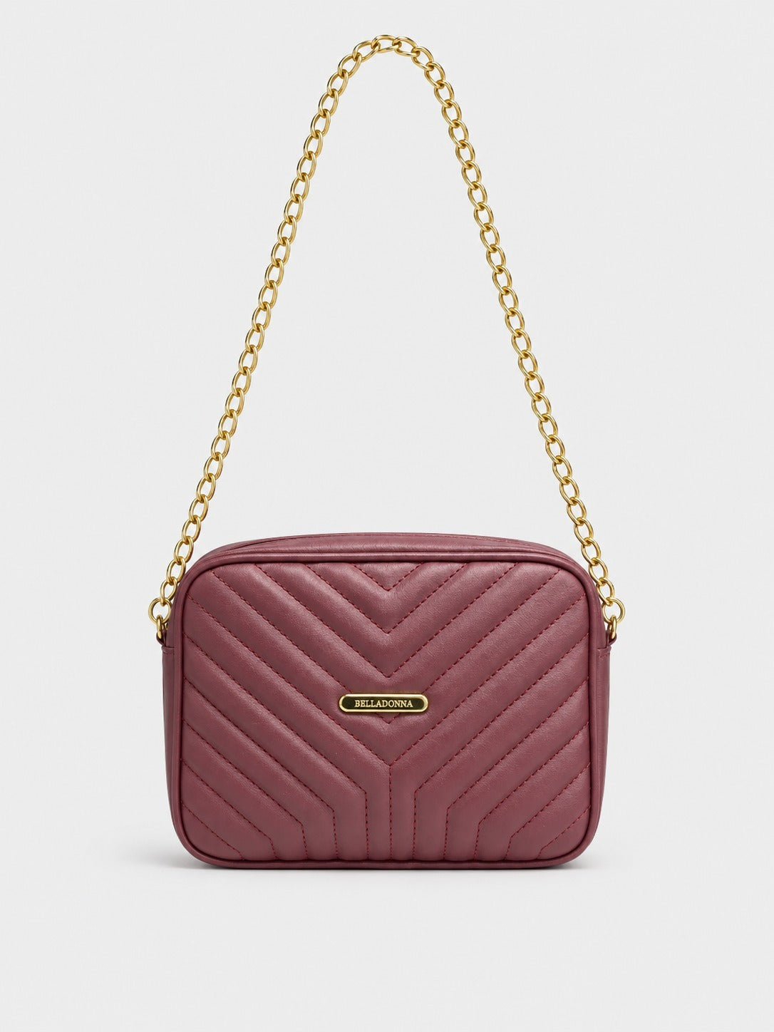 Quilted Crossbody Bag with Gold Chain Strap – Pink
