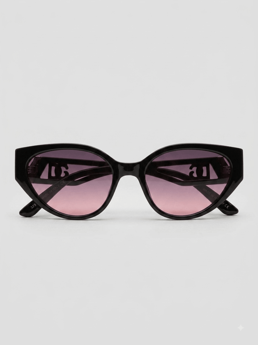 Black Cat-Eye Sunglasses – Premium Gradient Pink Lens, Designer-Inspired - ainfonline