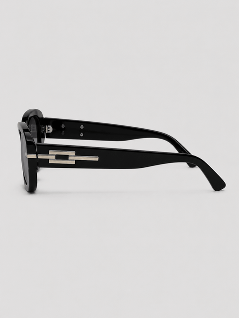 Black Oval Sunglasses – Premium Silver-Accent Frame, Universal Fit - ainfonline