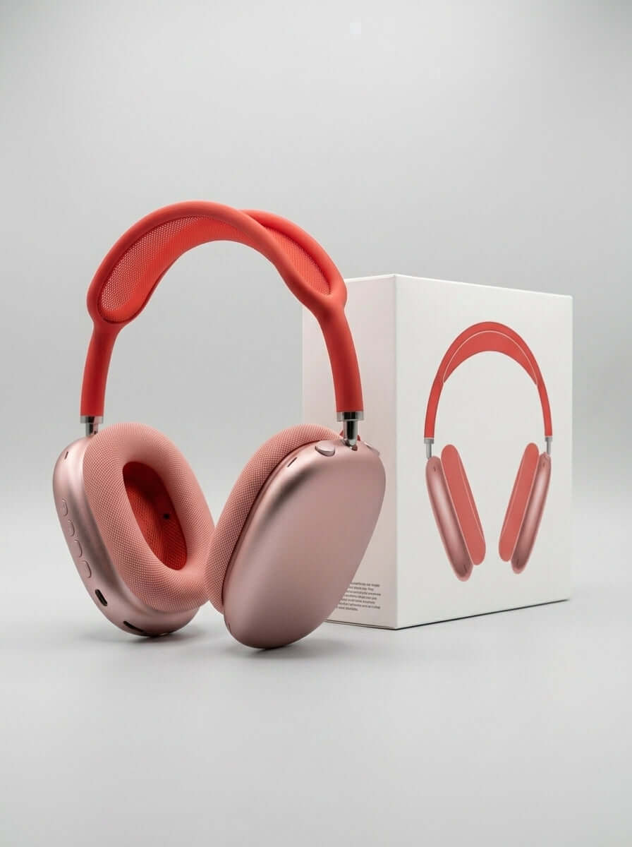 P9 Wireless Bluetooth Headphones – Over-Ear Stereo Headset with Mic (Red) - ainfonline