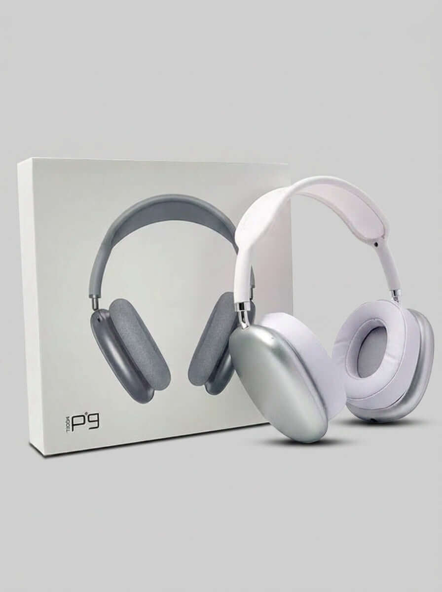 P9 Wireless Bluetooth Headphones – Over-Ear Stereo Headset with Mic (Silver) - ainfonline