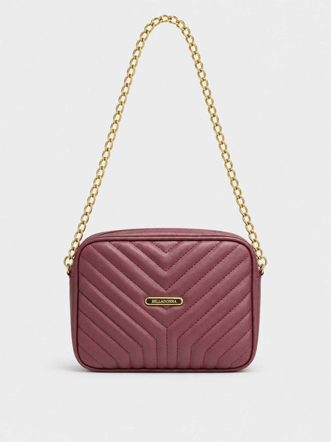 Quilted Crossbody Bag with Gold Chain Strap – Pink - ainfonline