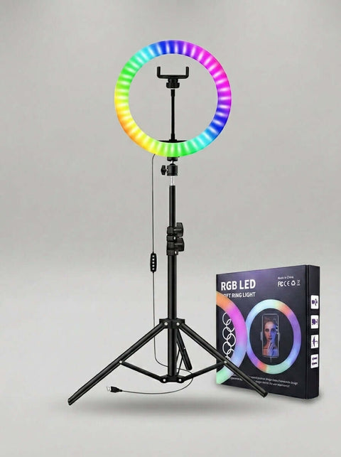 RGB LED Ring Light with Tripod Stand & Phone Holder - ainfonline