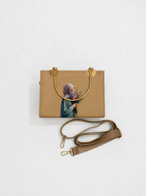 Women's Iphone Print Handbag |Trendy everyday fashion-Beige - ainfonline