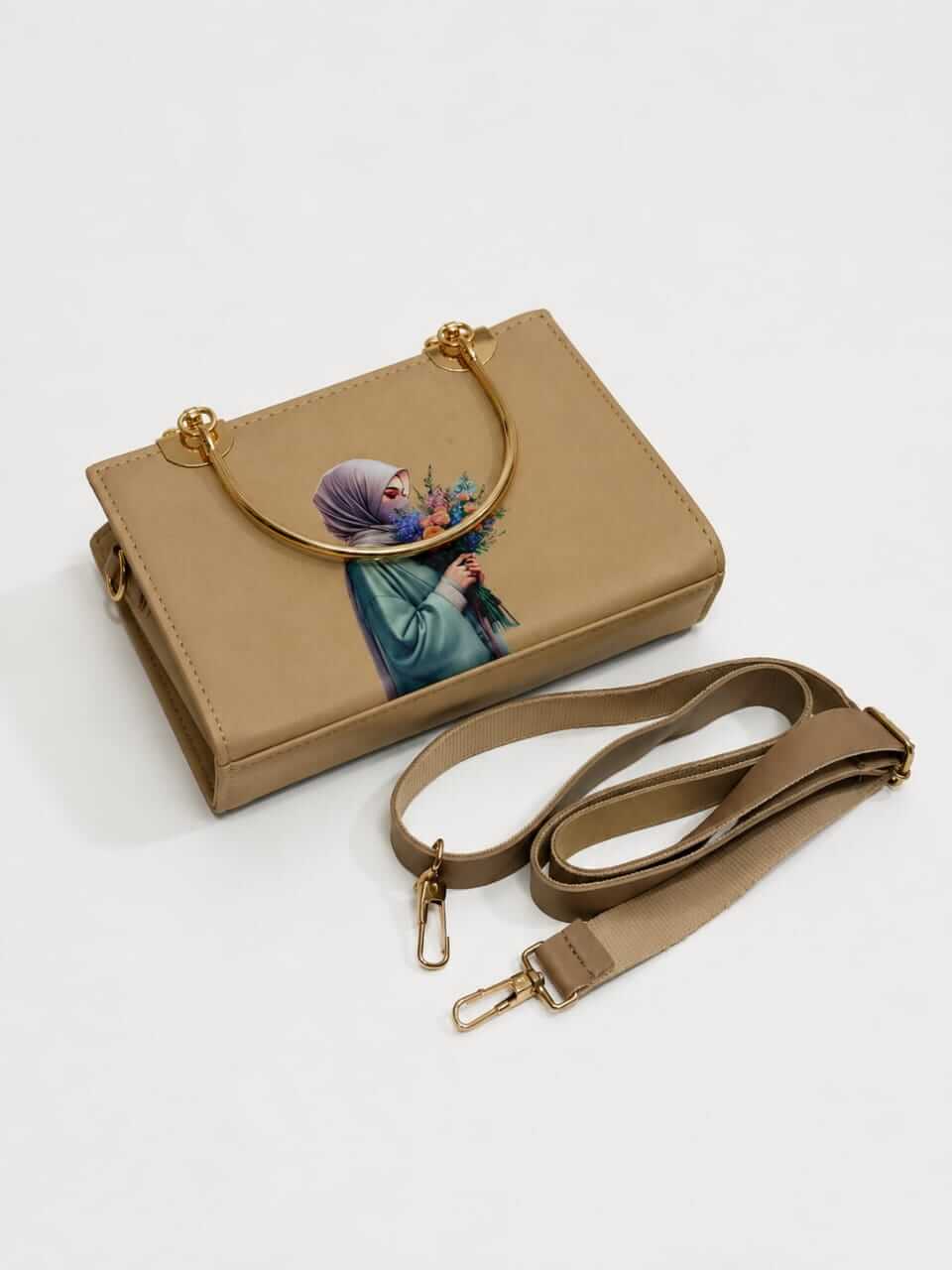 Women's Iphone Print Handbag |Trendy everyday fashion-Beige - ainfonline