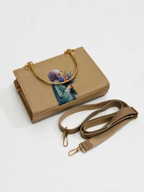 Women's Iphone Print Handbag |Trendy everyday fashion-Beige - ainfonline